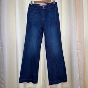 Soft Surroundings wide leg blue dark wash jeans size 8